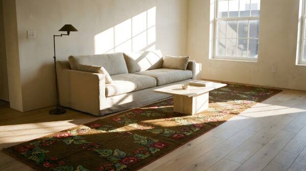 Antique large american hooked - loop pile rug (sku 25653) - room view
