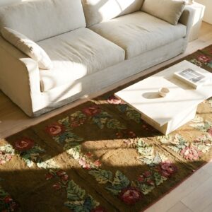 Antique Large American Hooked - Loop Pile Rug (SKU 25653) - styled overhead view