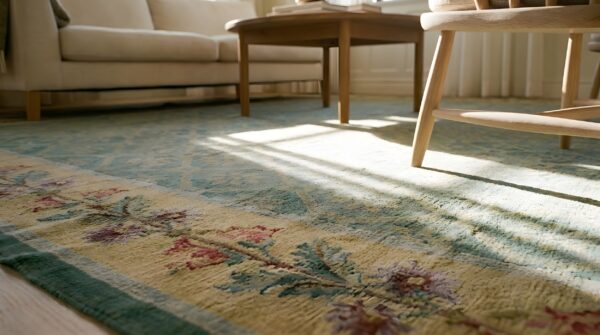 Antique large aubusson french allover geometric flat weave rug 11 Antique large aubusson french allover geometric flat weave rug (sku 25228) - in-room detail