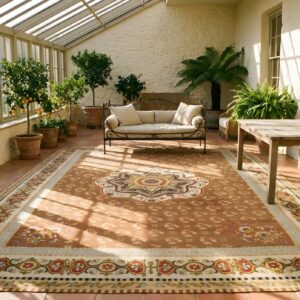 Antique Large Aubusson French Floral, Medallion Flat Weave Rug (SKU 24752) - room view