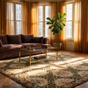 Antique Large Aubusson French Geometric Knotted Rug (SKU 24700) - room view