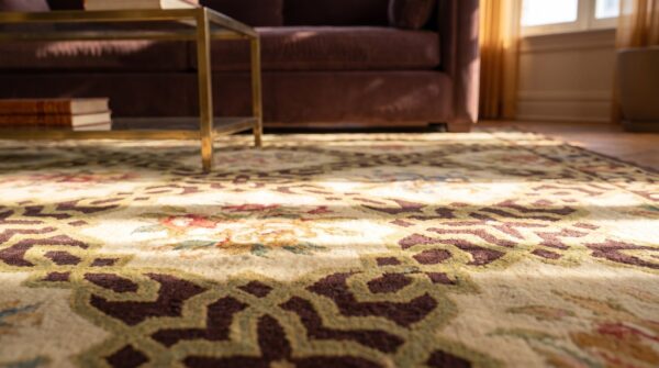 Antique large aubusson french geometric knotted rug 10 Antique large aubusson french geometric knotted rug (sku 24700) - in-room detail