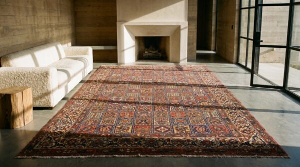 Antique large bakhtiari persian knotted rug 7 Antique large bakhtiari persian knotted rug (sku 18943) - room view
