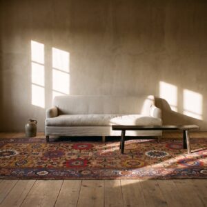 Antique Large Bakhtiari Persian Geometric Knotted Rug (SKU 24092) - room view
