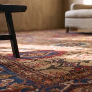 Antique Large Bakhtiari Persian Geometric Knotted Rug (SKU 24092) - in-room detail