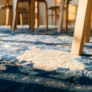 Antique Large Wool Blue Hand Knotted Pile Rug (SKU 24625) - in-room detail