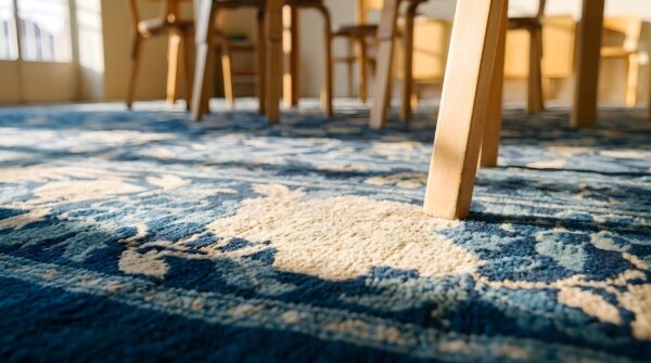 Antique large wool blue hand knotted pile rug 9 Antique large wool blue hand knotted pile rug (sku 24625) - in-room detail