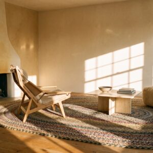 Antique Large Braided American Allover Flat Weave Oval Rug (SKU 24183) - room view