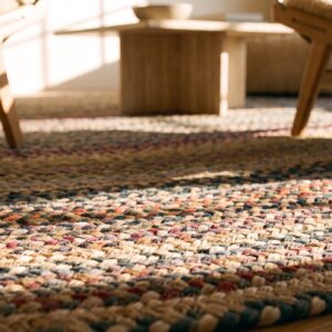 Antique Large Braided American Allover Flat Weave Oval Rug (SKU 24183) - in-room detail
