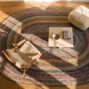 Antique Large Braided American Allover Flat Weave Oval Rug (SKU 24183) - styled overhead view
