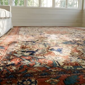 Antique Large Caucasian Medallion Knotted Rug (SKU 23781) - in-room detail