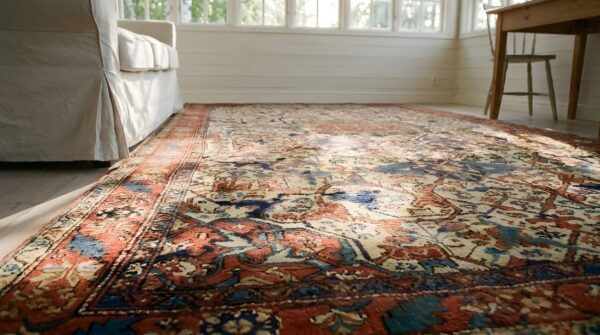 Antique large caucasian medallion knotted rug 9 Antique large caucasian medallion knotted rug (sku 23781) - in-room detail