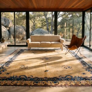Antique Large Chinese Allover Floral Knotted Rug (SKU 25114) - room view