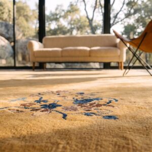 Antique Large Chinese Allover Floral Knotted Rug (SKU 25114) - in-room detail