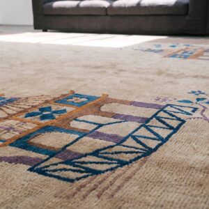 Antique Large Chinese - Art Deco Chinese Knotted Rug handcrafted (SKU 22523) - in-room detail