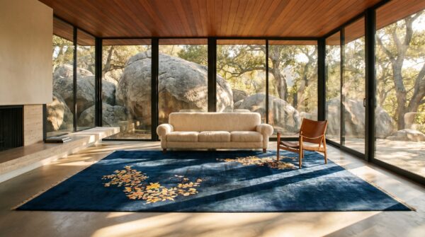 Antique large chinese floral hand knotted pile rug (sku 24079) - room view
