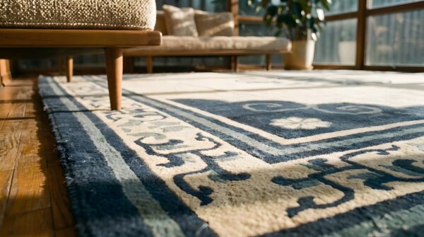 Antique large chinese - mongolian knotted rug 8 Antique large chinese - mongolian knotted rug (sku 23146) - in-room detail