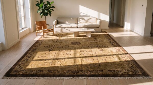 Antique large chinese neutral color soft wool pile geometric pattern peking carpet 5 Antique large chinese neutral color soft wool pile geometric pattern peking carpet (sku 21247) - room view