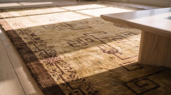 Antique large chinese neutral color soft wool pile geometric pattern peking carpet 6 Antique large chinese neutral color soft wool pile geometric pattern peking carpet (sku 21247) - in-room detail