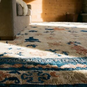 Antique Large Chinese - Ningxia Chinese Allover Floral Knotted Rug (SKU 24948) - in-room detail