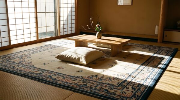 Antique large chinese - peking knotted rug artisanal (sku 25582) - room view