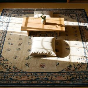 Antique Large Chinese - Peking Knotted Rug artisanal (SKU 25582) - styled overhead view