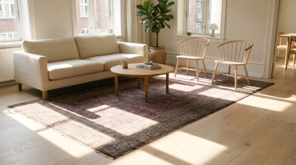 Antique large chinese purple baotou knotted rug 9 Antique large chinese purple baotou knotted rug (sku 25584) - room view