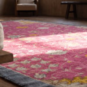 Antique Large Coral Chinese - Art Deco Chinese Knotted Rug (SKU 21128) - in-room detail