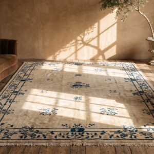 Large Early 20th Century Antique Ivory Chinese Peking Floral Pattern Carpet (SKU 22672) - room view