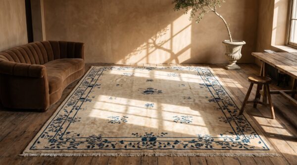 Large early 20th century antique ivory chinese peking floral pattern carpet 10 Large early 20th century antique ivory chinese peking floral pattern carpet (sku 22672) - room view
