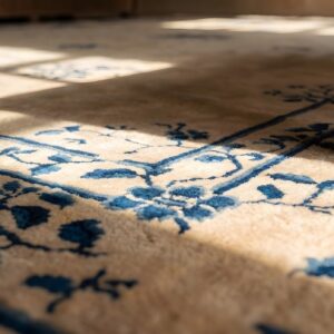 Large Early 20th Century Antique Ivory Chinese Peking Floral Pattern Carpet (SKU 22672) - in-room detail