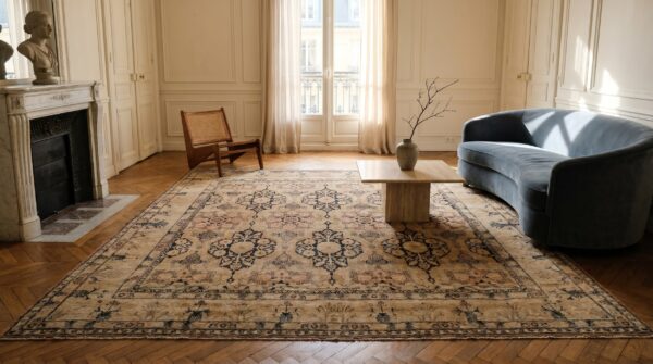 Antique large esfahan persian knotted rug 10 Antique large esfahan persian knotted rug (sku 19012) - room view