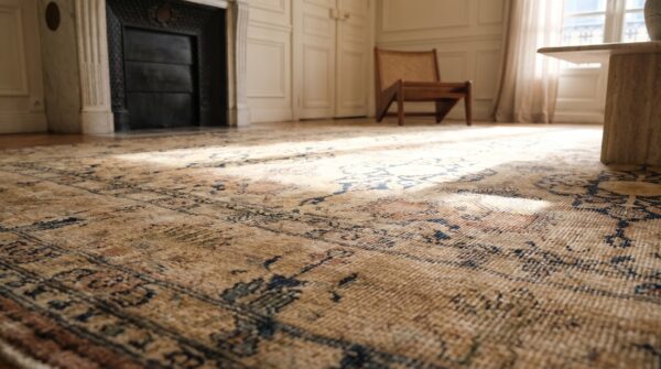 Antique large esfahan persian knotted rug 11 Antique large esfahan persian knotted rug (sku 19012) - in-room detail