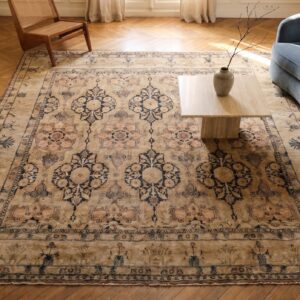 Antique Large Esfahan Persian Knotted Rug (SKU 19012) - styled overhead view