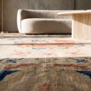 Antique Large Foo Dog Chinese Lion Ningxia Chinese Knotted Rug (SKU 18663) - in-room detail