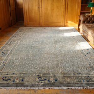 Antique Large Wool Gray Hand Knotted Pile Rug (SKU 22298) - room view