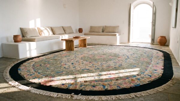 Large antique green floral chinese peking oval carpet 8 Large antique green floral chinese peking oval carpet (sku 22962) - room view