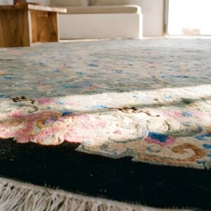 Large Antique Green Floral Chinese Peking Oval Carpet (SKU 22962) - in-room detail