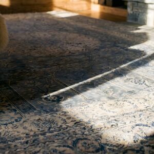 Antique Large Indian Floral Medallion Hand Knotted Pile Rug (SKU 22785) - in-room detail