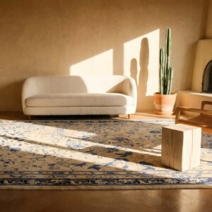 Antique Large Wool Ivory Beige Cream White Hand Knotted Pile Rug (SKU 24422) - room view