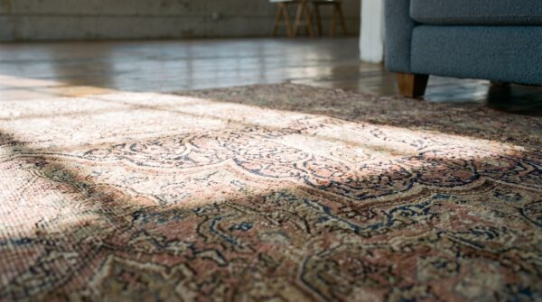 Antique large kerman - lavar persian knotted rug 11 Antique large kerman - lavar persian knotted rug (sku 17729) - in-room detail