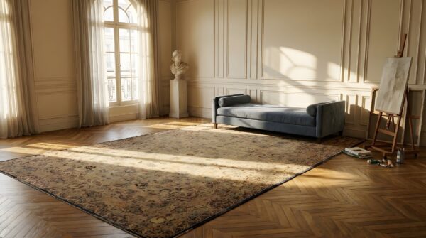 Antique large kerman - lavar persian geometric knotted rug 9 Antique large kerman - lavar persian geometric knotted rug (sku 23764) - room view
