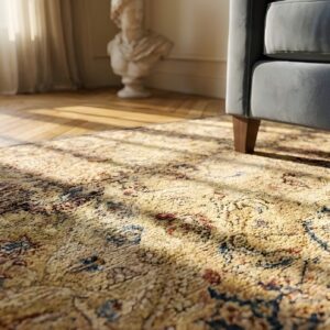 Antique Large Kerman - Lavar Persian Geometric Knotted Rug (SKU 23764) - in-room detail