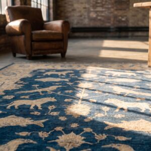 Antique Large Lahore Indian Knotted Rug (SKU 20070) - in-room detail
