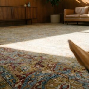 Antique Large Lahore Indian Geometric Knotted Rug (SKU 24950) - in-room detail