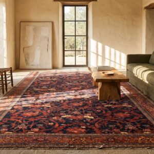 Large Long and Narrow Antique Blue Persian Mostofi Design Rug (SKU 21726) - room view