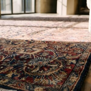 Antique Large Long and Narrow Size Fine Weave Persian Kerman Rug (SKU 23080) - in-room detail