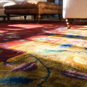 Large Long and Narrow Size Antique Red Chinese Art Deco Rug (SKU 25060) - in-room detail