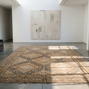 Antique Large Long and Narrow Size Tribal Brown East Turkestan Earthy Color Khotan Rug (SKU 19407) - room view