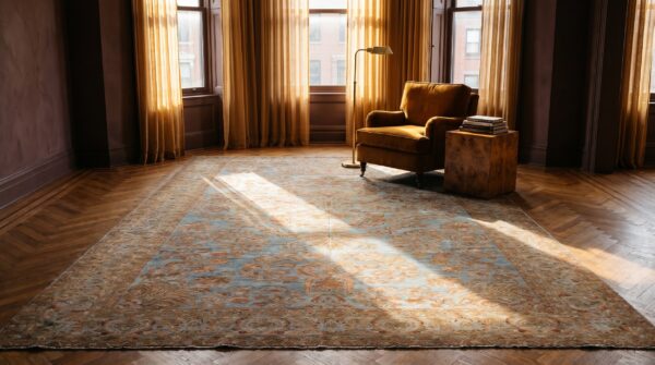Antique large malayer persian geometric knotted rug (sku 24248) - room view